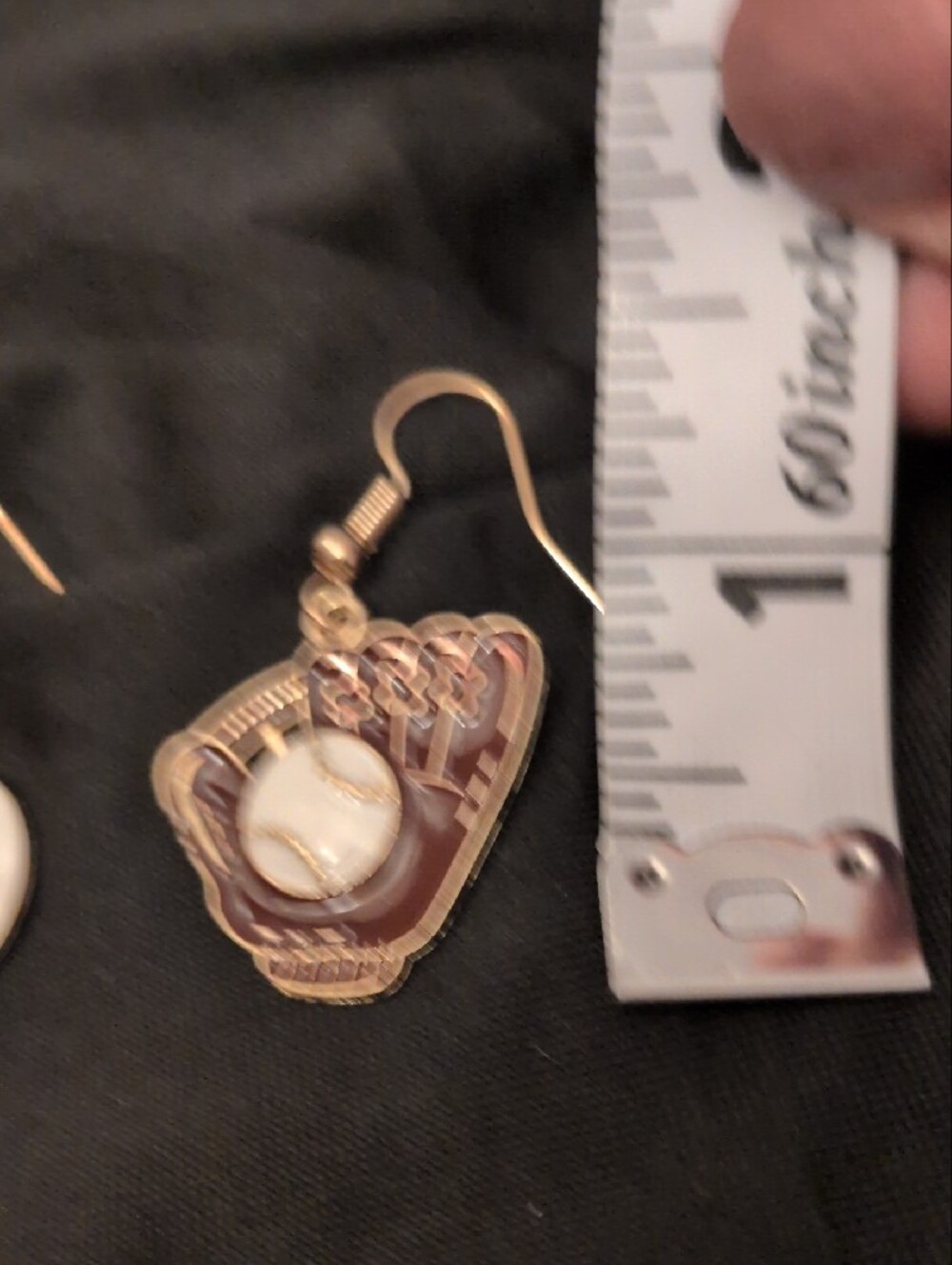 Baseball Glove and Ball Earrings - Gold Tone - Picture 2 of 8